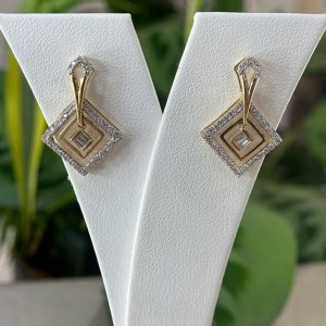 Diamond earrings, two-tone earrings
