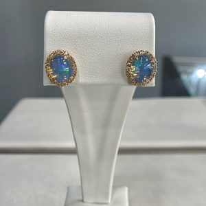 Opal And Diamond Earrings